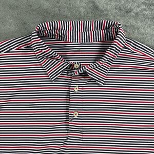 Southern Proper Striped Performance Polo Golf USA America Red White Blue